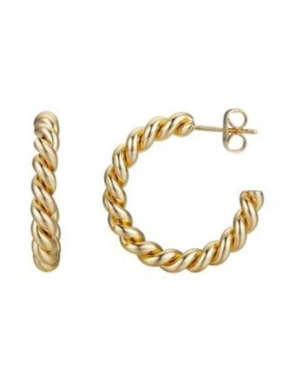 Gold Flash-Plated Twist Hoop Earrings - Gold